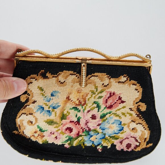 Vintage Petit Point Tapestry Evening Bag with Chain Strap - Picture 4 of 9